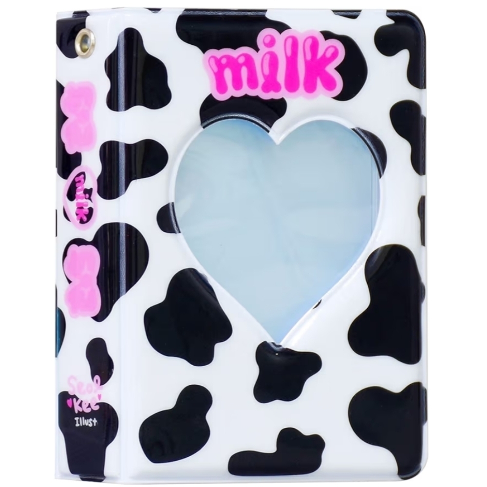 Black and White Cow Print photo album with Heart Window